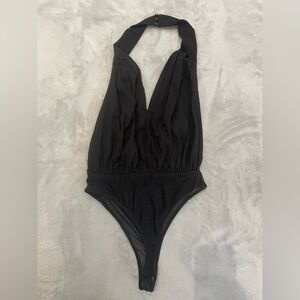 Skylar Rose Black Open back Halter Bodysuit